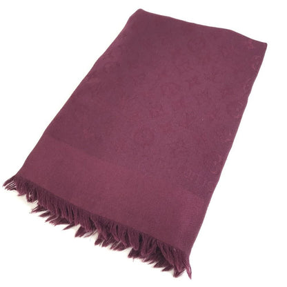 Louis Vuitton Shawl Monogram Wool Purple Scarf