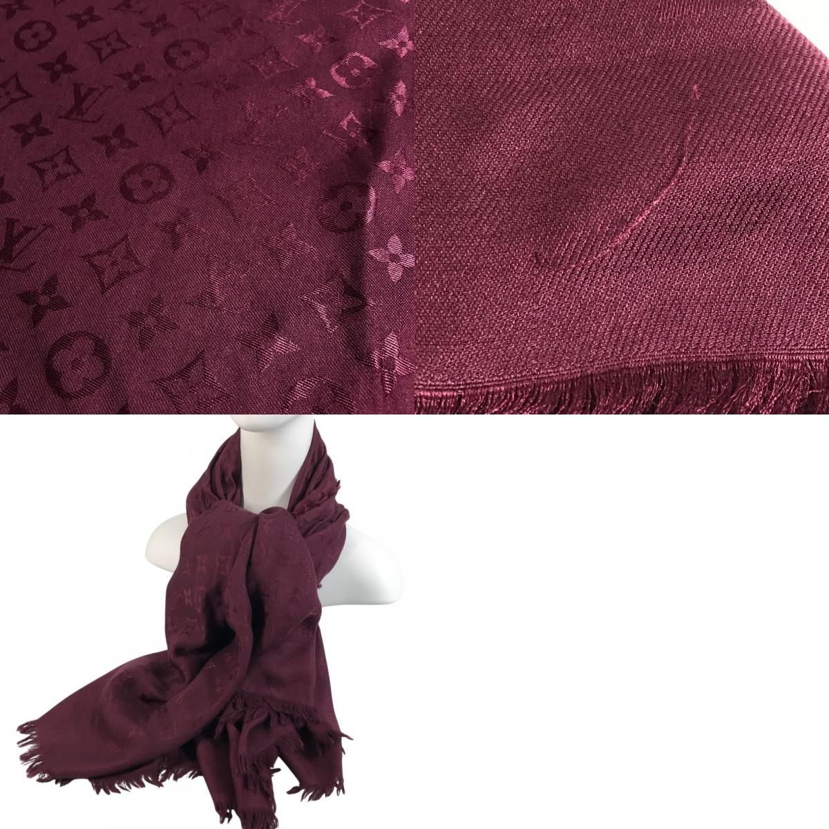 Louis Vuitton Shawl Monogram Wool Purple Scarf — view 9