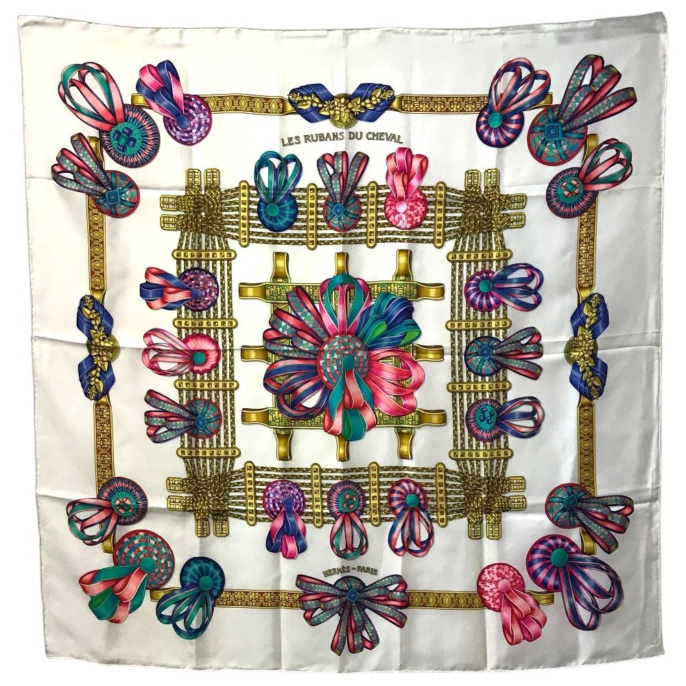 Hermes Scarf Carre 90 Silk White