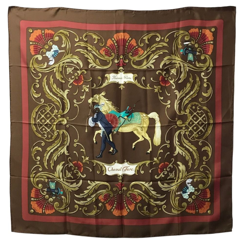 Hermes Scarf Carre 90 Silk Brown