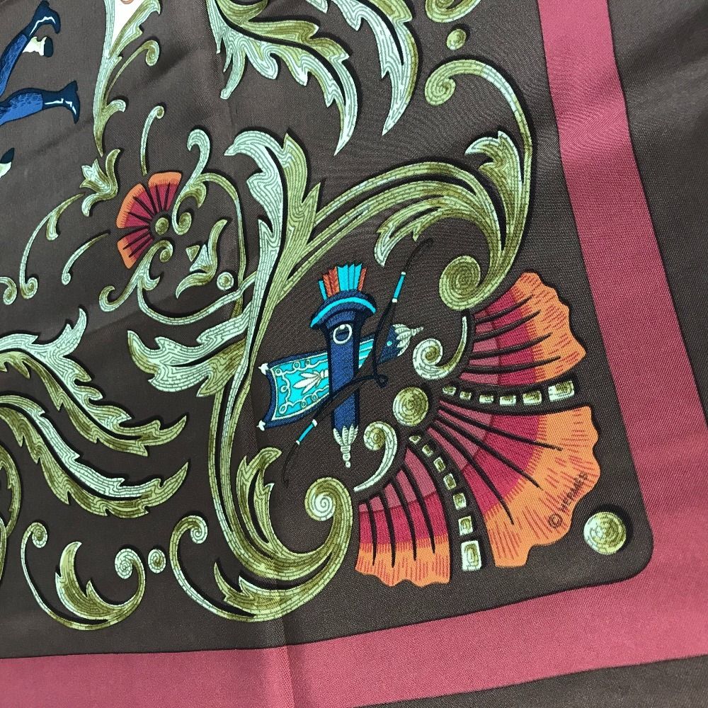 Hermes Scarf Carre 90 Silk Brown — view 5