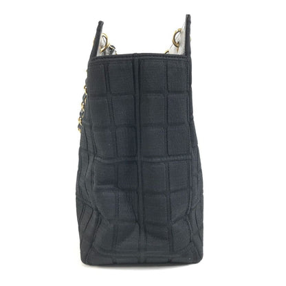 Chanel Shoulder Bag CC Logo Choco Bar Cotton Black — view 3
