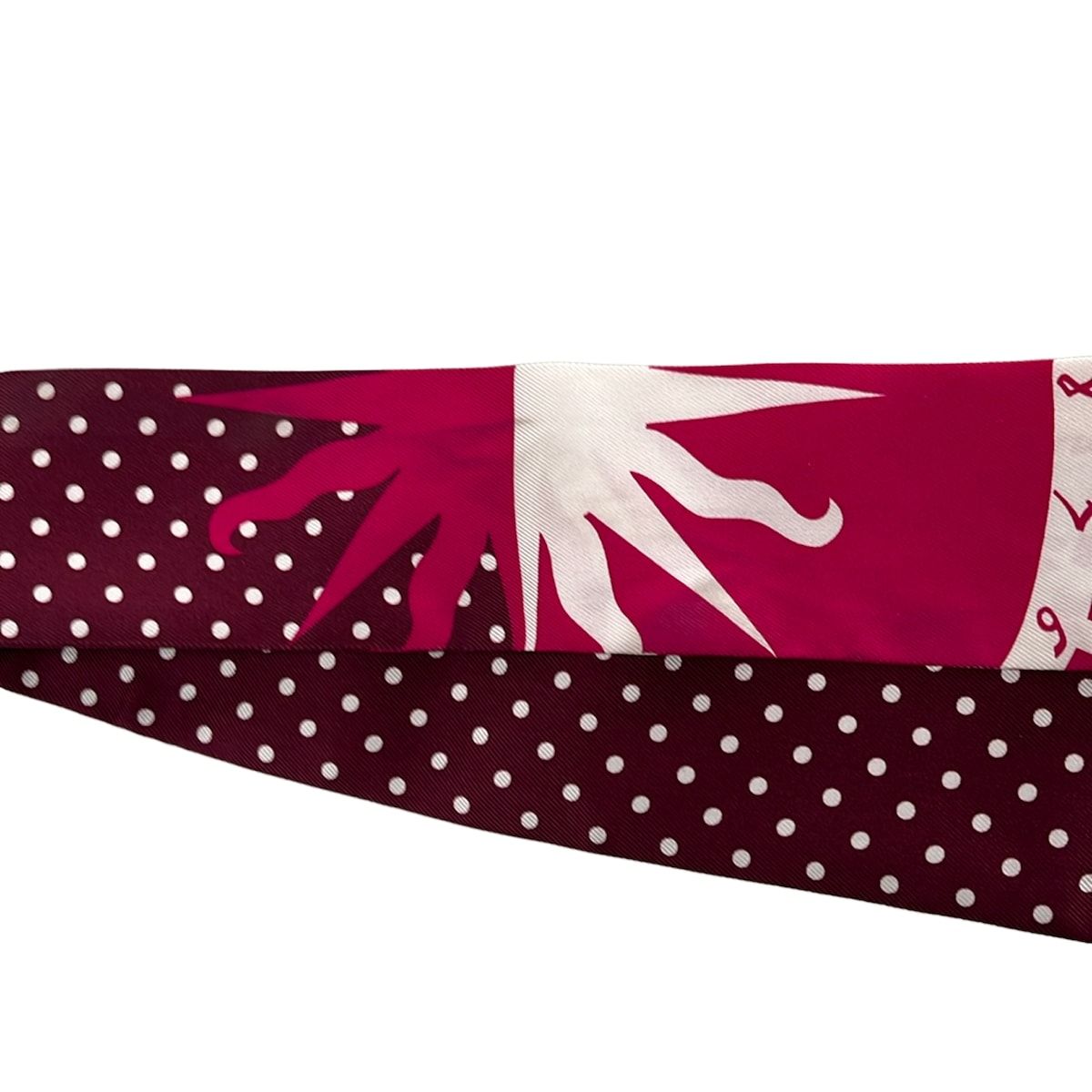 Hermes Scarf Twill Pink White Bordeaux Ribbon Astrologie a Pois — view 4
