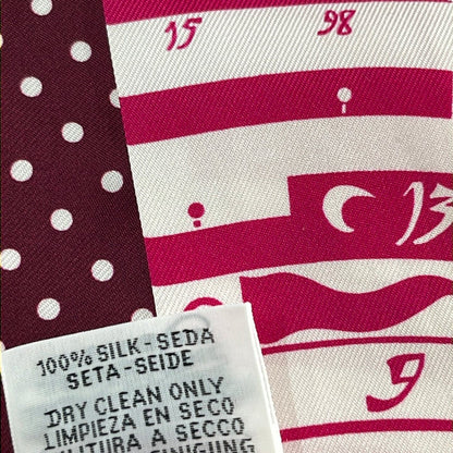 Hermes Scarf Twill Pink White Bordeaux Ribbon Astrologie a Pois — view 3