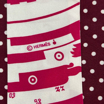 Hermes Scarf Twill Pink White Bordeaux Ribbon Astrologie a Pois — view 2