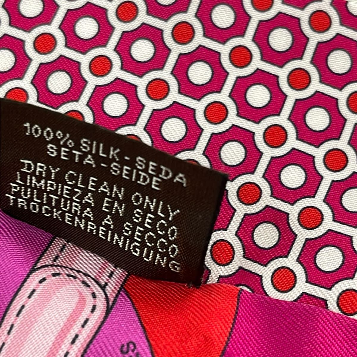 Hermes Scarf Twill Bordeaux Purple Multi Ribbon — view 3