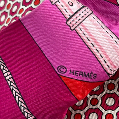 Hermes Scarf Twill Bordeaux Purple Multi Ribbon — view 2