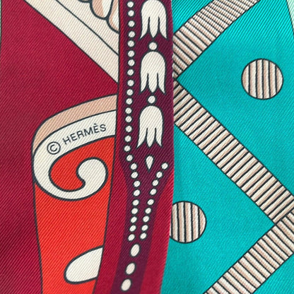 Hermes Scarf Twilly Light Pink Blue Green Multi Ribbon — view 2