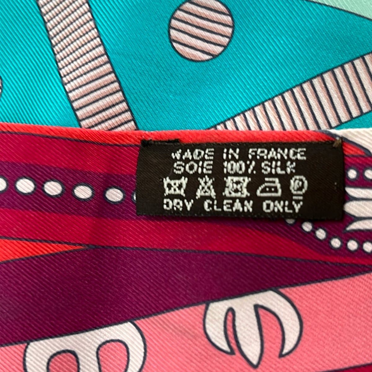 Hermes Scarf Twilly Light Pink Blue Green Multi Ribbon — view 3