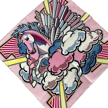 Hermes Scarf Petit Carre 02 Rose Blue Jean Joan Pegase Pop
