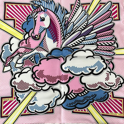 Hermes Scarf Petit Carre 02 Rose Blue Jean Joan Pegase Pop — view 4