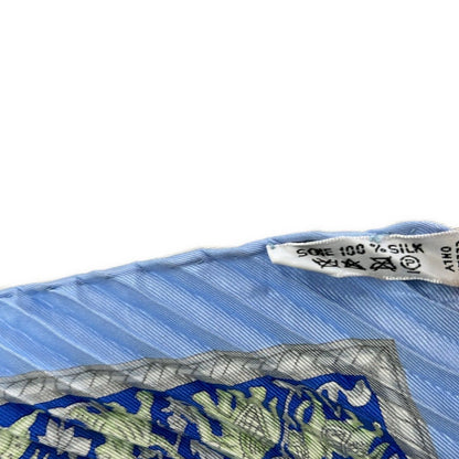 Hermes Scarf Carre Plisse Light Blue Light Green Multi Chasse en Inde — view 3