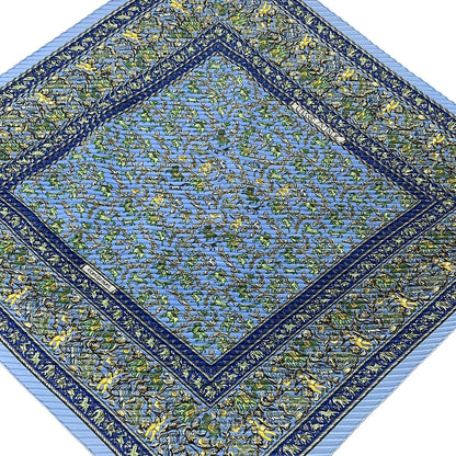 Hermes Scarf Carre Plisse Light Blue Light Green Multi Chasse en Inde