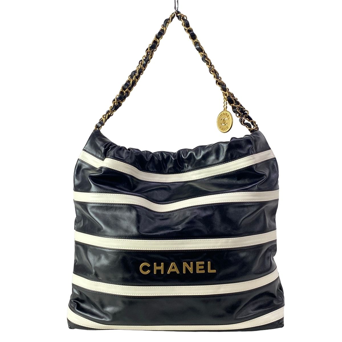 Chanel Shoulder Bag 22 Small Black White