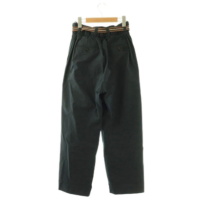 Miu Miu Miu Logo with Belt Cotton Tuck Pants Wide 36 Dark Navy ES — view 2