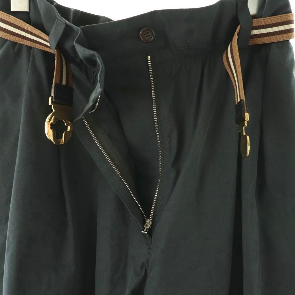 Miu Miu Miu Logo with Belt Cotton Tuck Pants Wide 36 Dark Navy ES — view 5