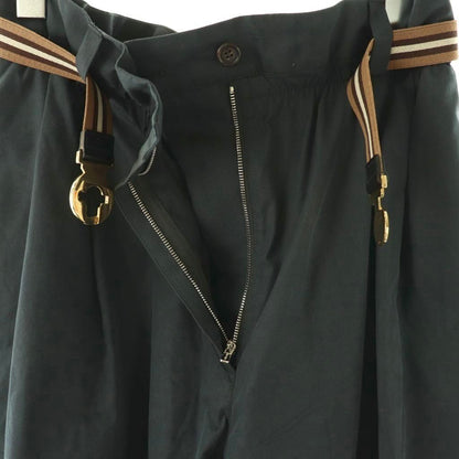 Miu Miu Miu Logo with Belt Cotton Tuck Pants Wide 36 Dark Navy ES — view 5