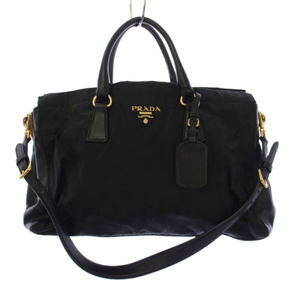 Prada 2-Way Shoulder Bag Nylon Leather Black KH