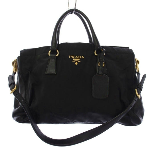 Prada 2-Way Shoulder Bag Nylon Leather Black KH