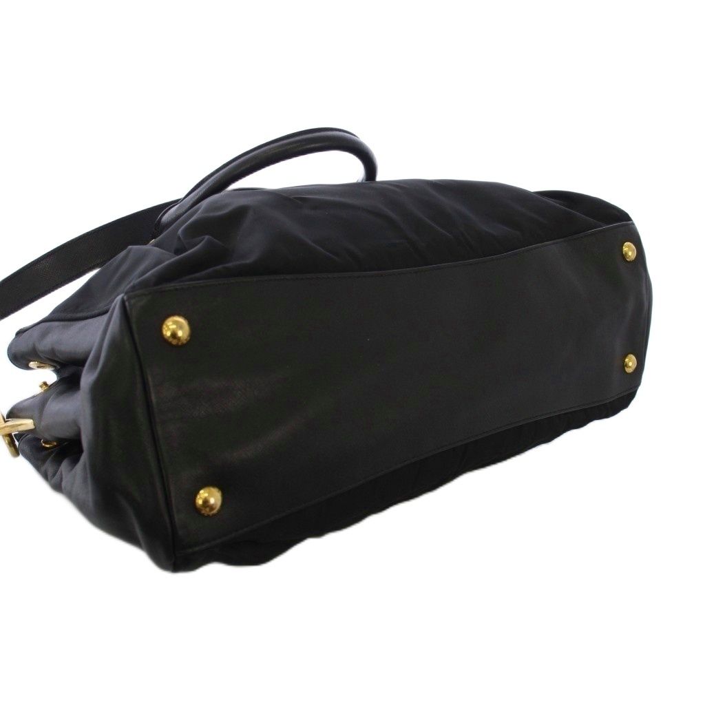 Prada 2-Way Shoulder Bag Nylon Leather Black KH — view 4