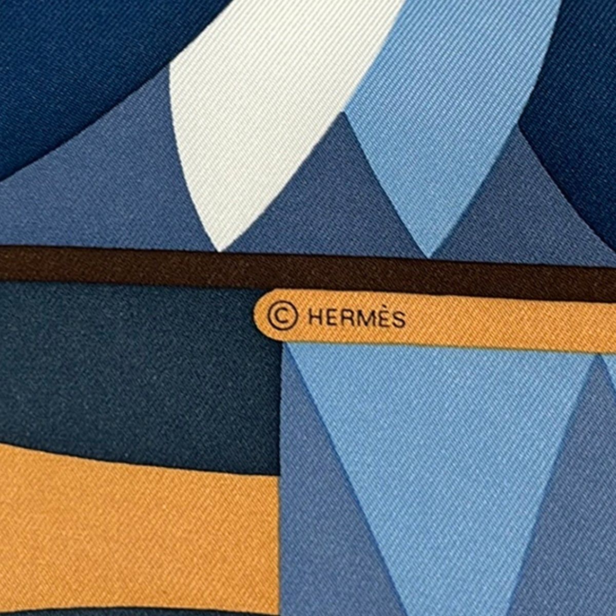 Hermes Scarf Petit Carre Blue Gray Light Brown Multi — view 2