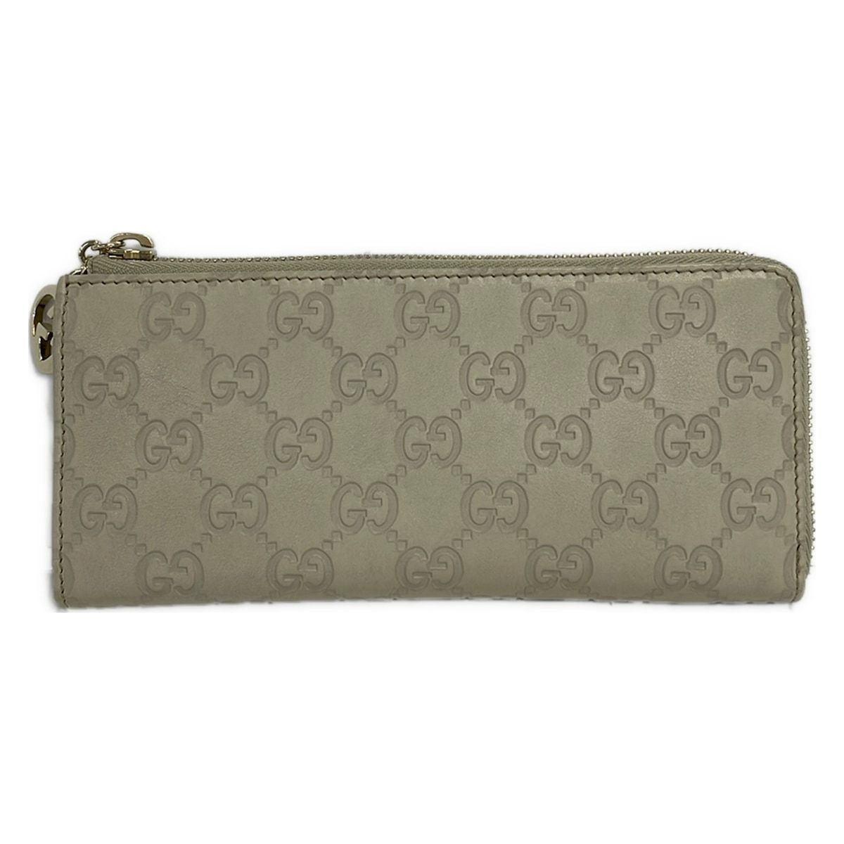 Gucci Wallet Brea Guccissima Line Ivory L-shaped Zipper Leather
