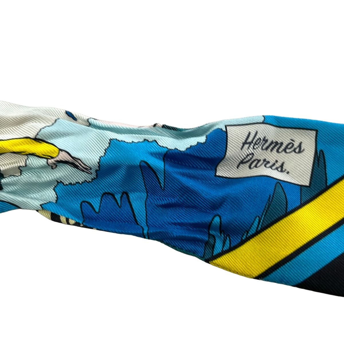 Hermes Scarf Twill Blue Green Multi Ribbon — view 4