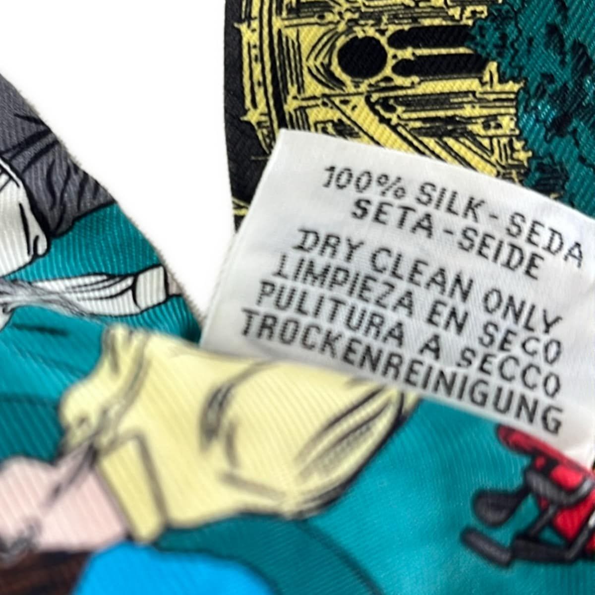 Hermes Scarf Twill Blue Green Multi Ribbon — view 3