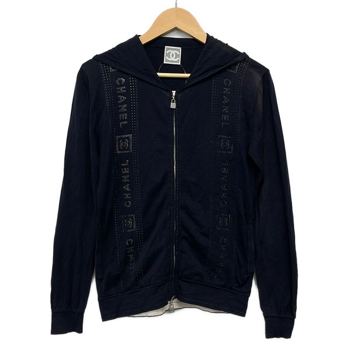 Chanel Hoodie 36 S Dark Navy Sports Line Zip