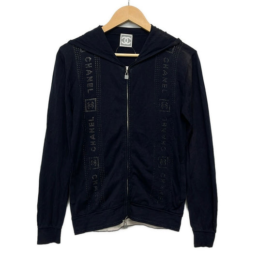 Chanel Hoodie 36 S Dark Navy Sports Line Zip