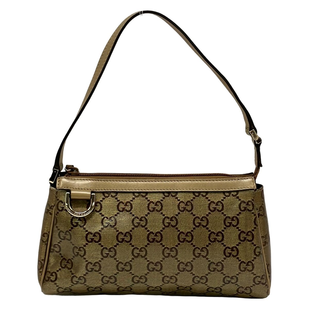 Gucci Handbag Abbey Crystal GG Gold Dark Brown Leather