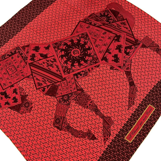 Hermes Scarf Carre 90 Red Bordeaux Black a Cheval Sur Mon Horse