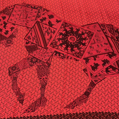Hermes Scarf Carre 90 Red Bordeaux Black a Cheval Sur Mon Horse — view 4