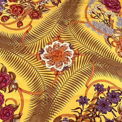 Hermes Scarf Carre 90 Yellow Orange Multi Fleurs de L'opera Floral Pattern — view 4