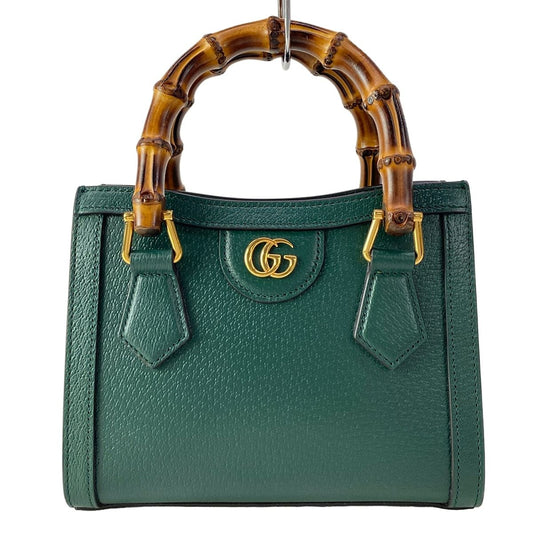 Gucci Handbag Bamboo Diana Mini Tote Green Leather