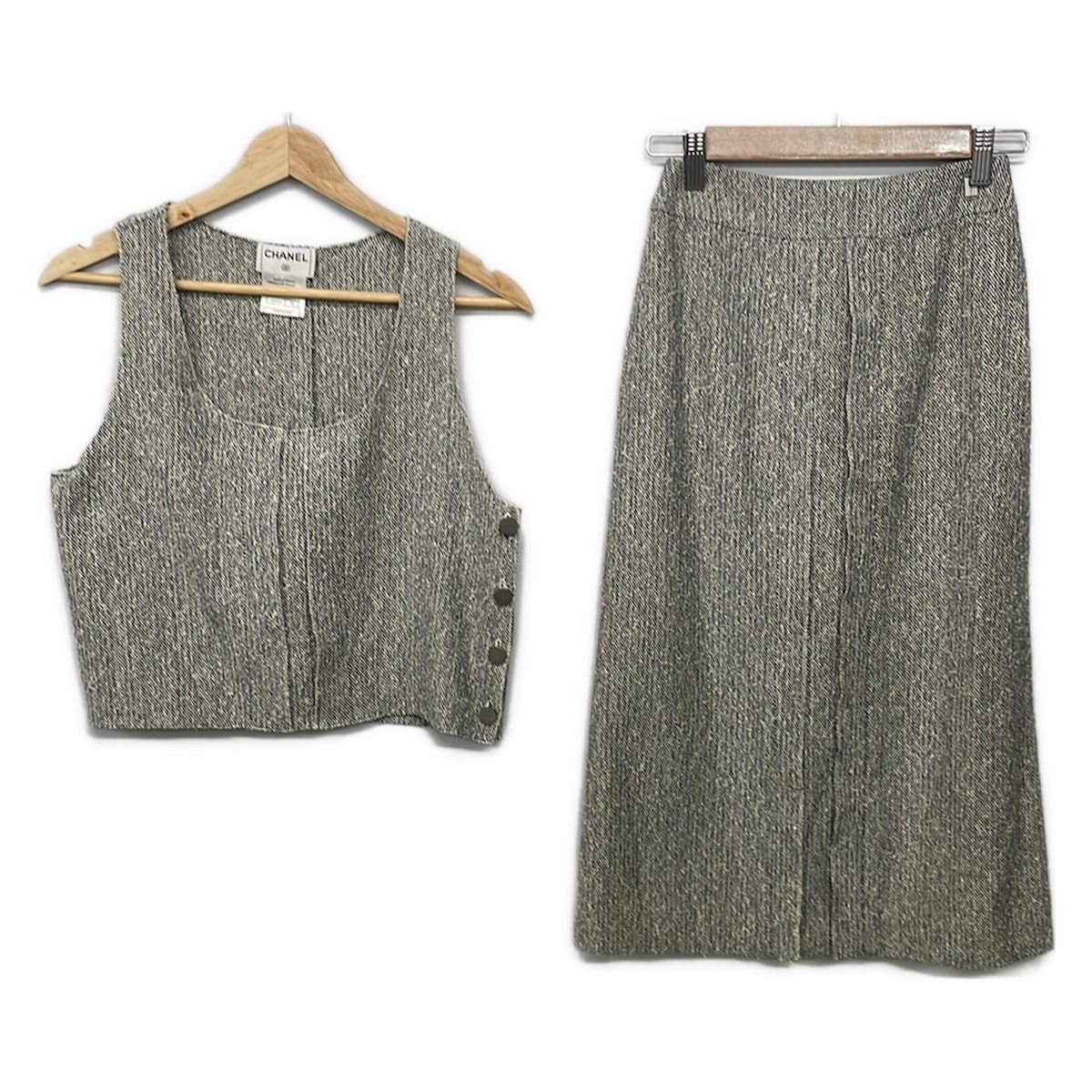 Chanel Skirt Set Beige Navy