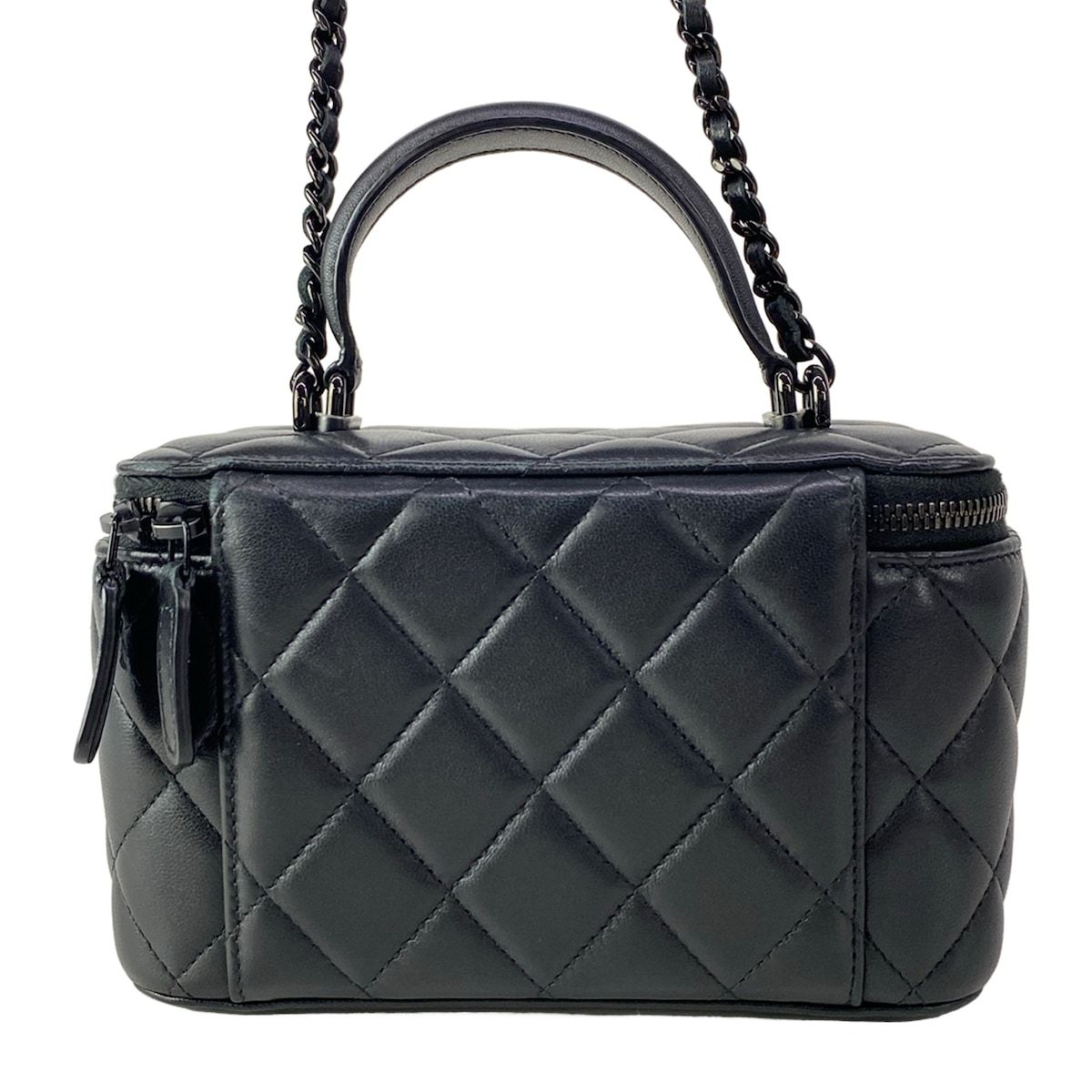 Chanel Vanity Bag Case Quilted Black 2-Way Chain Shoulder So with Mirror — view 3