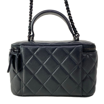 Chanel Vanity Bag Case Quilted Black 2-Way Chain Shoulder So with Mirror — view 3
