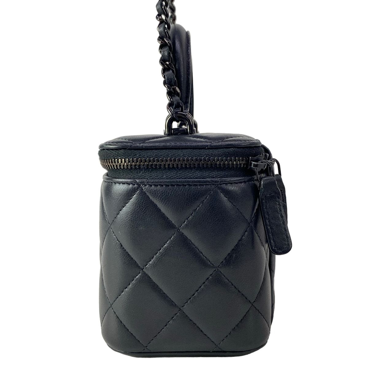 Chanel Vanity Bag Case Quilted Black 2-Way Chain Shoulder So with Mirror — view 4
