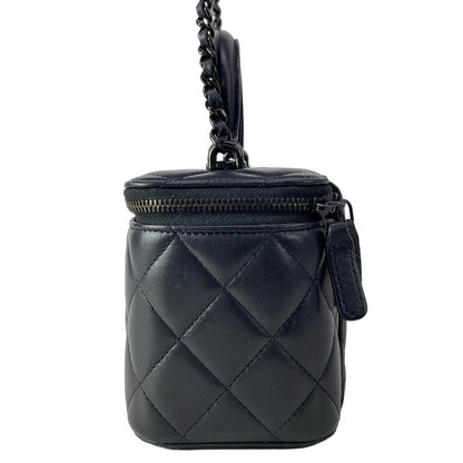 Chanel Vanity Bag Case Quilted Black 2-Way Chain Shoulder So with Mirror — view 4