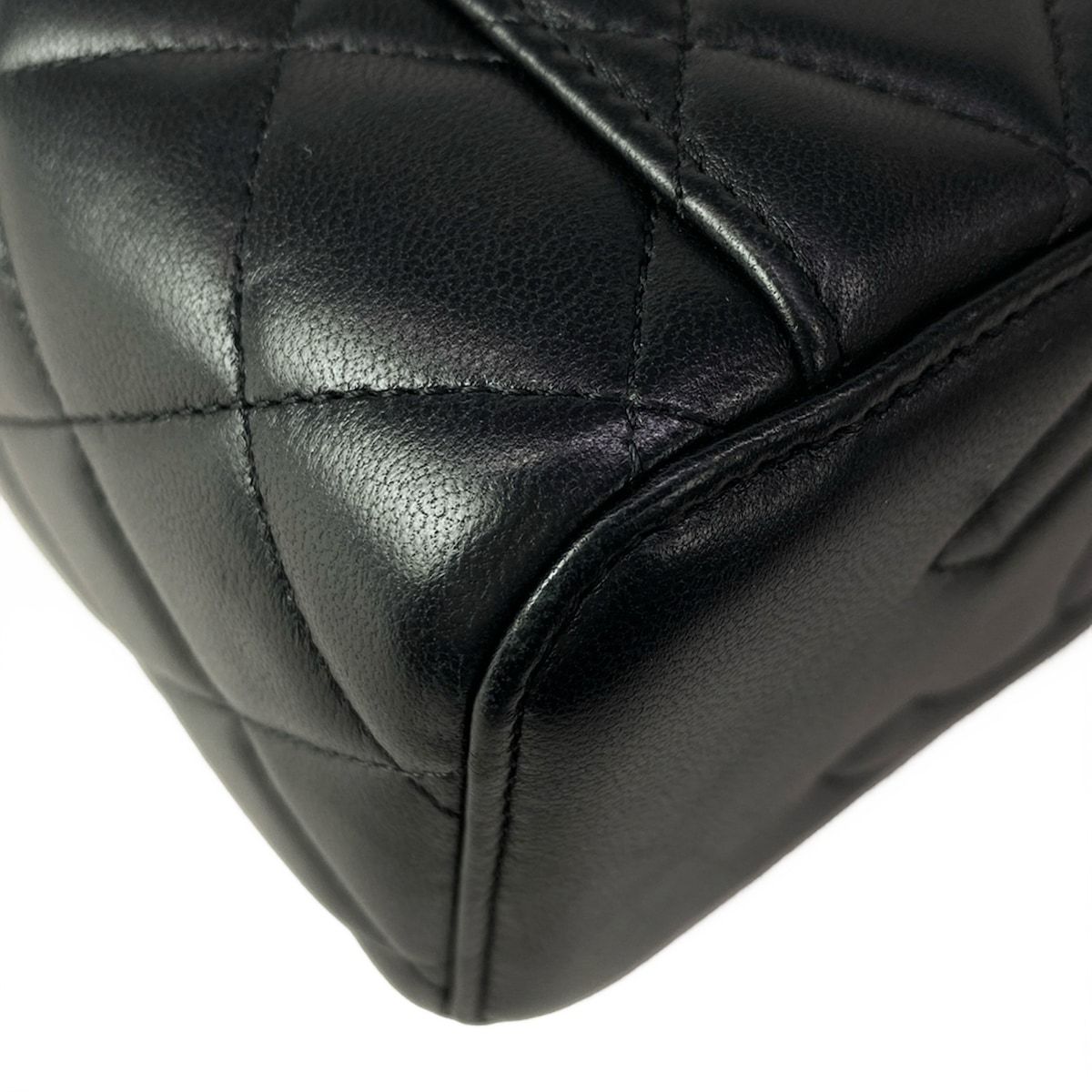 Chanel Vanity Bag Case Quilted Black 2-Way Chain Shoulder So with Mirror — view 9