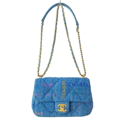 Chanel Shoulder Bag Small Flap Quilted Blue Multi