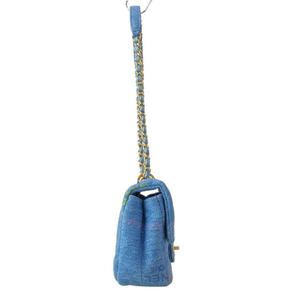 Chanel Shoulder Bag Small Flap Quilted Blue Multi — view 2