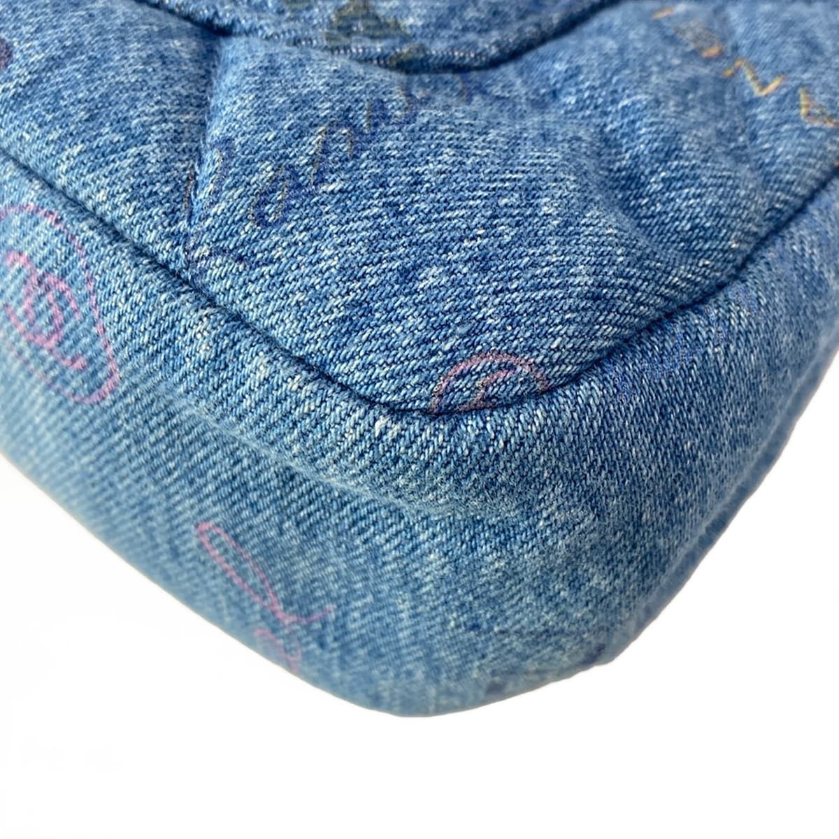 Chanel Shoulder Bag Small Flap Quilted Blue Multi — view 8
