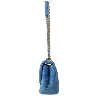 Chanel Shoulder Bag Small Flap Quilted Blue Multi — view 4