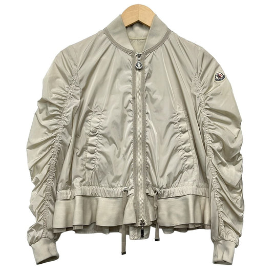 Moncler Jacket 00 XS Verhuell Light Beige Long Sleeve Zip Up Ruffle Spring