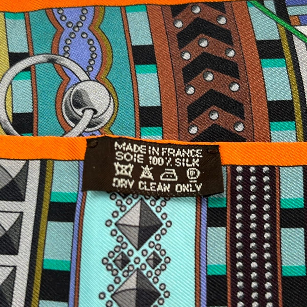 Hermes Scarf Twill Orange Light Blue Multi Ribbon — view 3