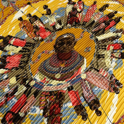Hermes Scarf Carre Plisse Dark Yellow Multi Perles du Kenya — view 4