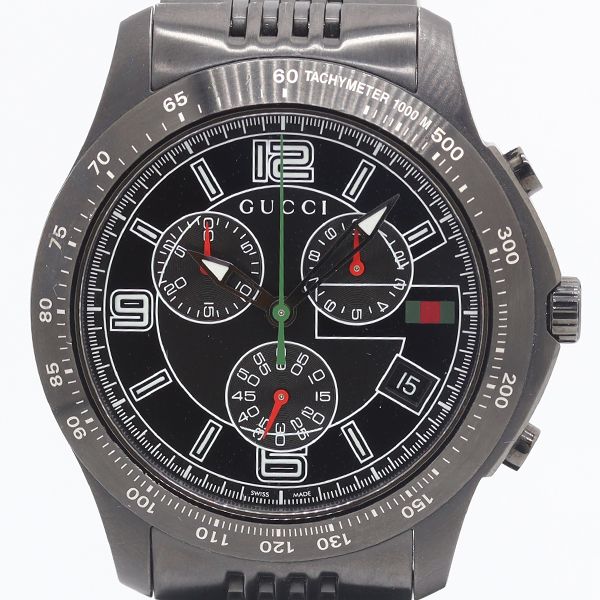 Gucci 126.2 Timeless Chronograph Quartz Date Smoseco Black Dial Watch