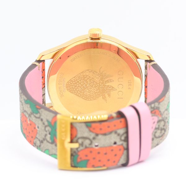 Gucci Timeless Quartz Strawberry Brown Dial Watch — view 4